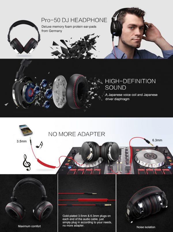 OneOdio Pro-50 Headphones Koptelefoon Hoofdtelefoon Headset